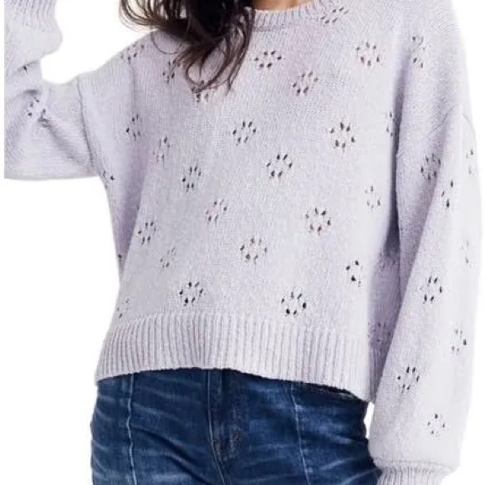 Madewell Lavender Eyelet Crewneck Sweater